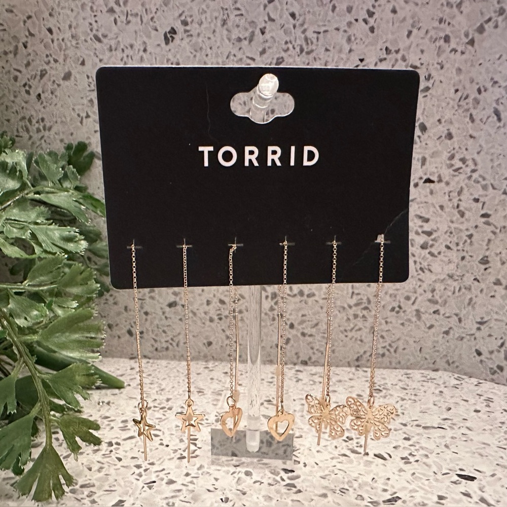 TORRID gold tone threader earring set